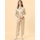 thumbnail image 3 of Conjuntos de pijama para mujer Ropa de dormir de manga larga con botones Traje de noche suave para mujer Conjuntos de salón Pj Amarillo claro XL, 3 of 5