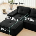 thumbnail image 5 of 82 Inch Black Corduroy L-Shaped Sectional, Modular 2-Seater with Deep Seat, Pearl Piping and Buckle Connection, No Assembly Required, 5 of 11