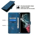 thumbnail image 7 of Tarise Phone Case for Samsung Galaxy S22 Ultra, Premium PU Leather Card Holder Wrist Strap Magnetic Closure Flip Stand Function TPU Interior Book Cover for Samsung S22 Ultra 5G Wallet Case, Blue, 7 of 7