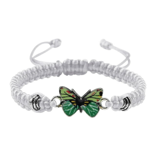 Pulseras para mujer, regalos para mujer, pulsera para enamorados, pulsera tejida a mano para San Valentín, joyería para novias, pulsera con dije de mariposa.