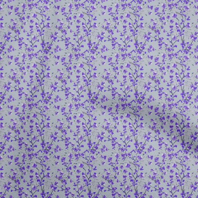 oneOone Polyester Spandex Coin Gray Fabric Florals Craft Projects Decor Fabric Printed By The Yard 56 Inch Wide