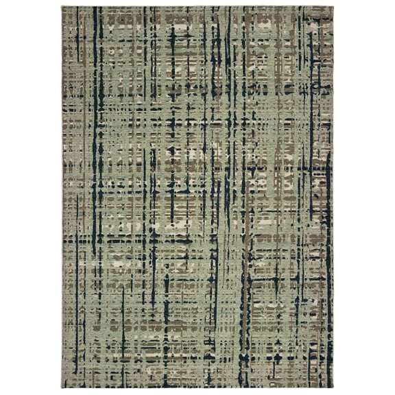 Sphinx Montage Area Rug 8020B Blue Lines Banded 9' 10" x 12' 10" Rectangle