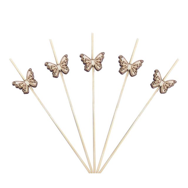 100 Uds palillos de fruta de bambú palillos de cóctel de mariposa palillos de dientes para aperitivos