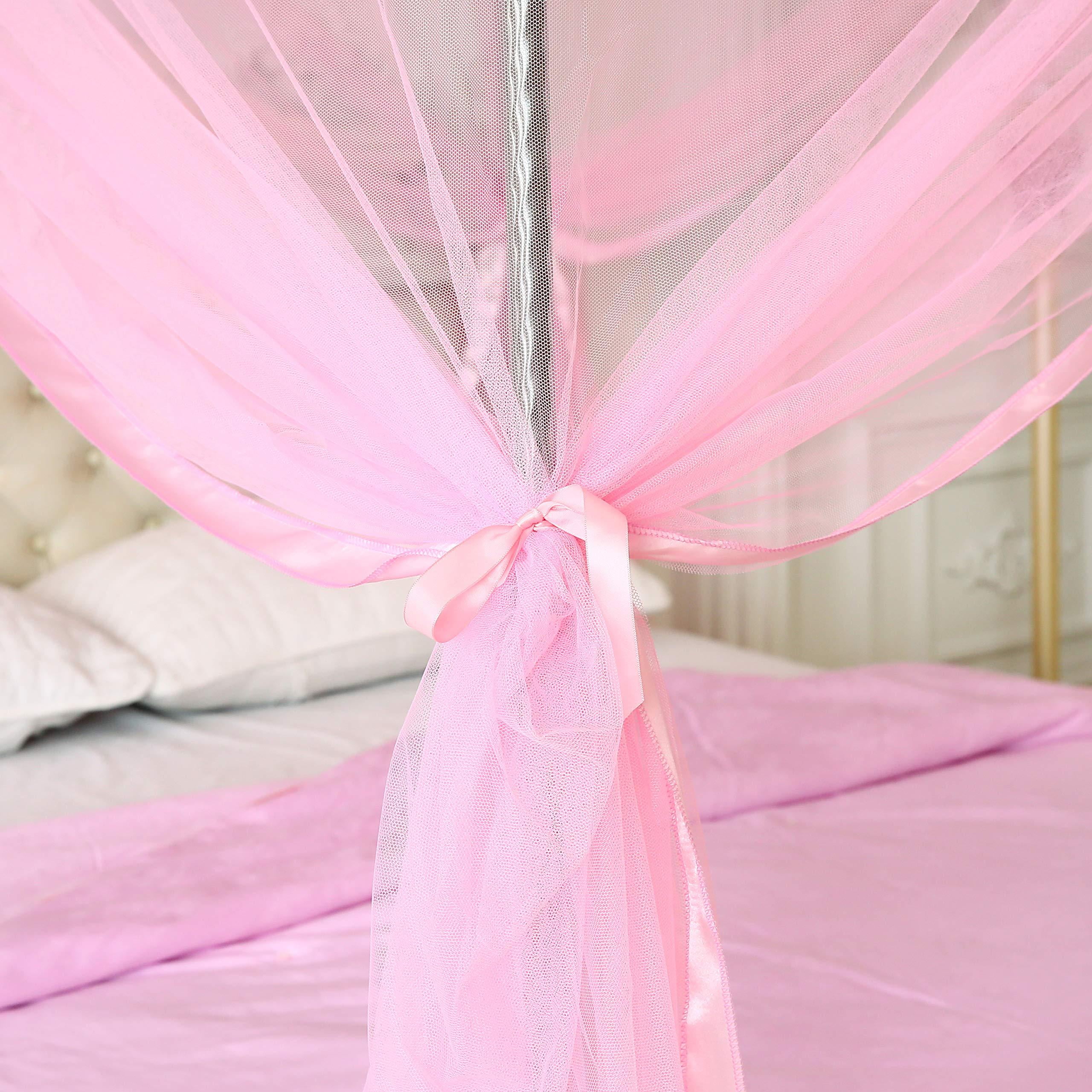 Twin,Sky Blue Mengersi Flowers 4 Corner Canopy Bed Curtains Bed Canopy for Girls Kids Toddlers Crib
