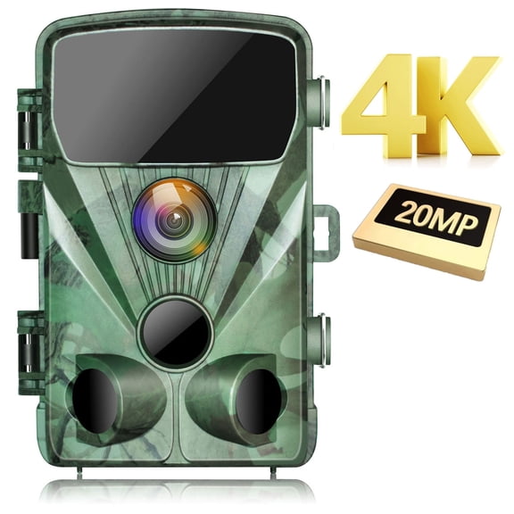 CAMPARK Trail Camera 4K 20MP Game Camera with Night Vision Motion Activated IP56 Waterproof 120°Wide Angle 2.4" LCD Hunting Deer Trail Cam for Wildlife Monitoring
