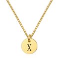 thumbnail image 1 of Flmtop Femmes Lettre Pendentif Rond en Acier Titane Chaîne Clavicule Collier Bijoux Cadeau, 1 of 10