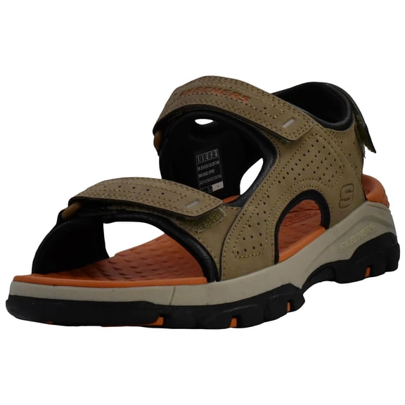Skechers Relaxed Fit Slip on Sandals for Men Hook Loop Closure Synthetic Upper Cushioned Foam Footbed Open Toe Shock Absorbing Midsole Rubber Outsole