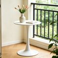 thumbnail image 2 of S-HOME Dark Wood Grain Round Dining Table With MDF Top And Iron Base Ideal For Chic Dining Room Decor 24 Inch，White, 2 of 6