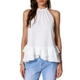 thumbnail image 2 of INSPIRE CHIC Halterneck Peplum Top for Women's 2025 Sleeveless Blouse S White, 2 of 6