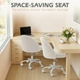 thumbnail image 2 of Lacoo Modern Vanity Chair with Back, Teddy Velvet Desk Chair for Bedroom, Living Room or Study,Small Office Chair,White, 2 of 6
