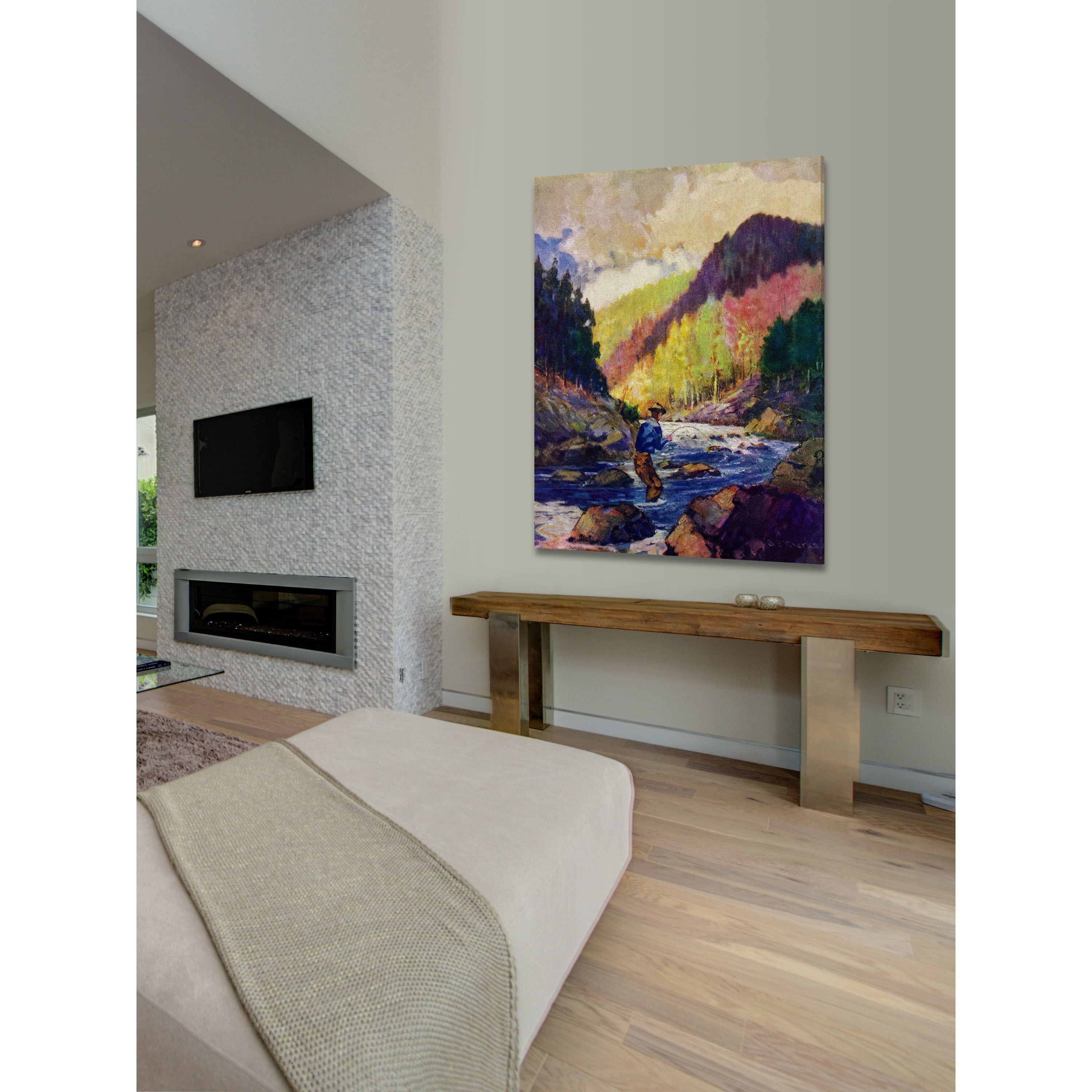 "Mountain Stream" Painting Print on Wrapped Canvas