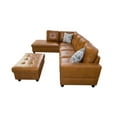 thumbnail image 5 of Ainehome Furniture L-Shaped Sectional Sofa Set, Ginger Leather Living Room Sets in Home, with Storage Ottoman and Matching Pillows Left Hand Facing, 5 of 6