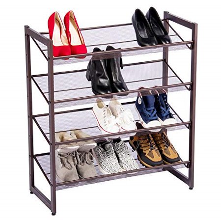 Yaheetech 4 Tier Metal Utility Shoe Rack Flat Slant Adjustable Shoe Organizer Holder Stand Shelves For Closet Entryway Walmart Com Walmart Com