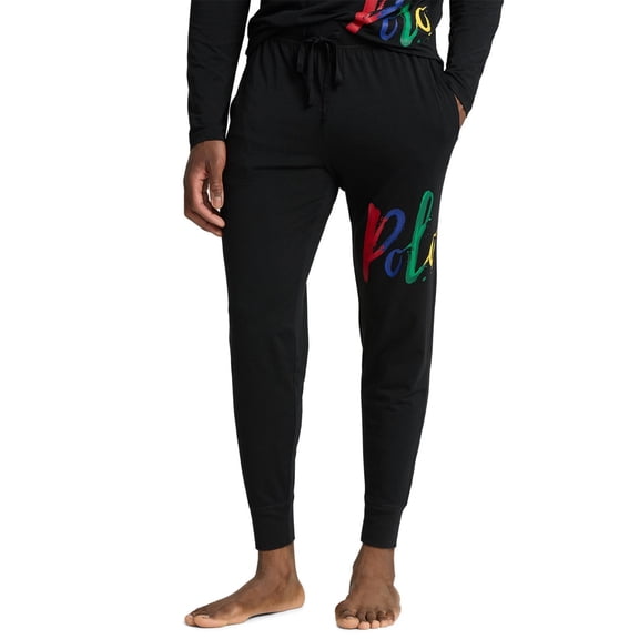 Polo Ralph Lauren Men's Black Jogger Pajama Pants Sleepwear Size Medium Drawstring Waist