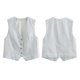 thumbnail image 2 of Trajes cortos informales a rayas para mujer, Top sin mangas con cuello en V y un solo pecho, pantalones cortos con bolsillo con cremallera, conjuntos de moda para mujer 2024, 2 of 5