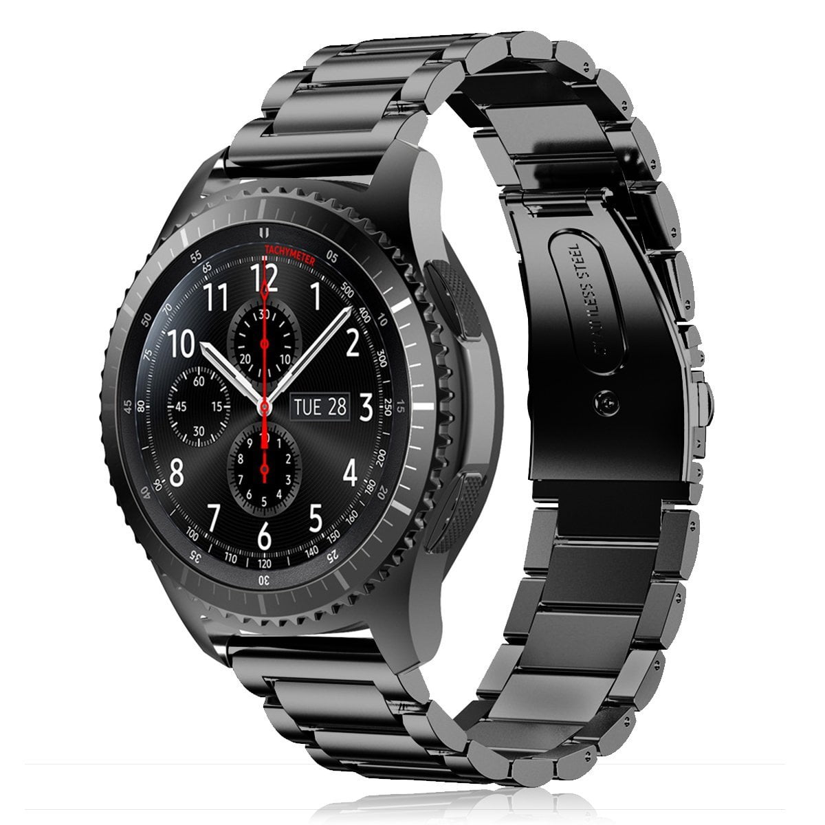 Gear S3 Frontier Band Replacement, Stainless Steel with Durable Folding Clasp for Samsung Gear S3 Frontier, Black - Walmart.com