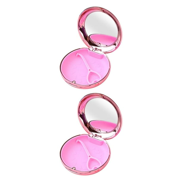 Soidarity Travel Retainer Case with Mirror Mouth with Guard Protection Holes Vent Case 2piezas Oro rosa
