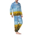 thumbnail image 2 of Sikiie Blooming Sunflower Field Mens Pajama Set, Soft Warm Long Sleeve Sleepwear, Cozy Button-Down Pjs for Men-Large, 2 of 7
