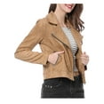 thumbnail image 4 of MODA NOVA Juniors Faux Suede Long Sleeve Zip Up Moto Biker Jacket, 4 of 6