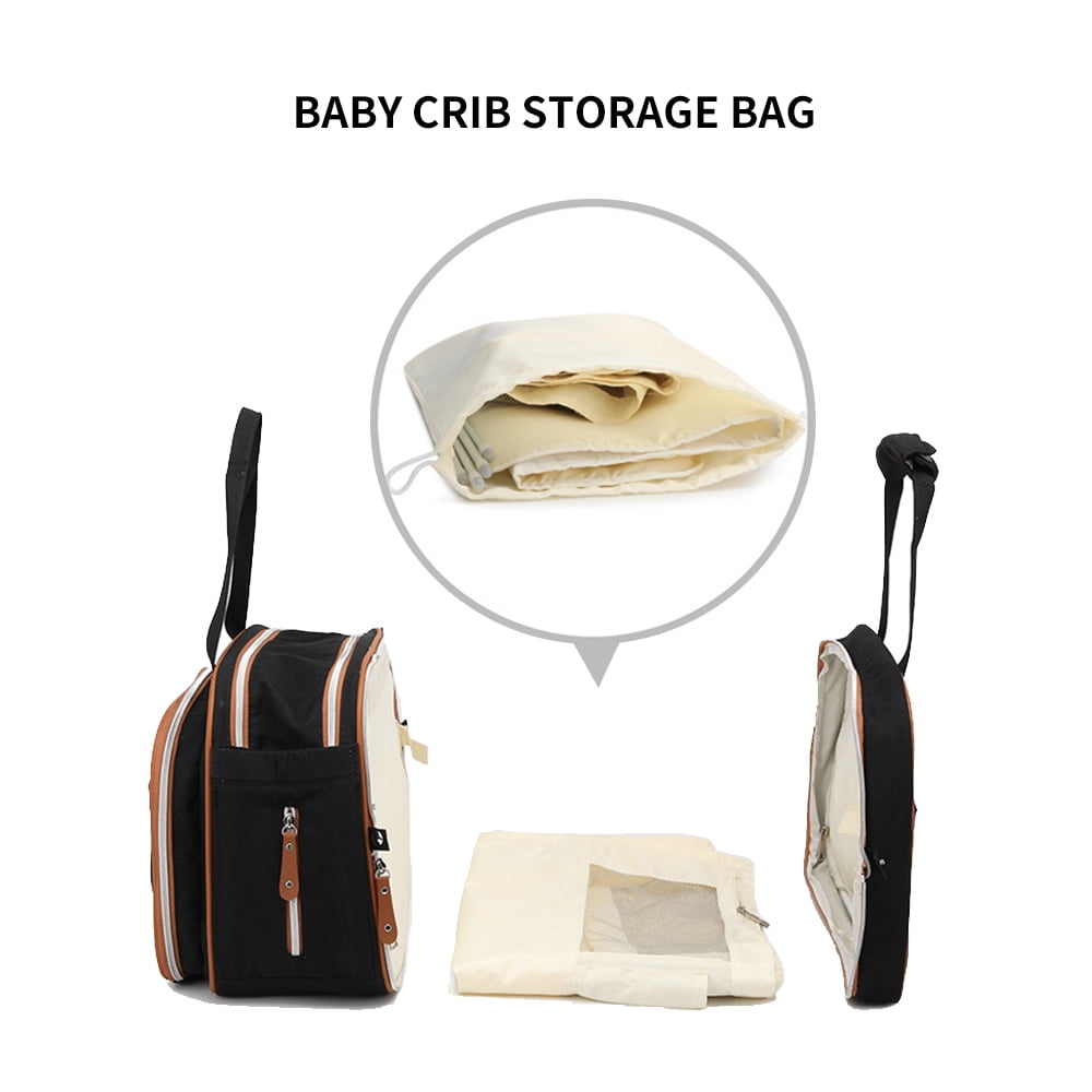 Baby Diaper Bag with Changing Station Mummy Bag Portable Detachable Folding Bed with Bassinet Bed Mat Dad Mom Travel bag