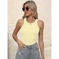 thumbnail image 3 of Women's Crewneck Racerback Ribbed Tank Tops Summer Basic High Neck Sleeveless Slim Fit Crop Tops, 3 of 6
