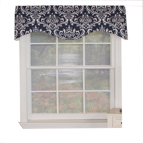 Ozbourne Cornice Syel 3" Rod Pocket Valance 50" x 17" Navy by RLF Home