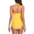 thumbnail image 3 of Traje de baño de mujer con cuello en V, Sexy, espalda abierta, estilo Halter, elástico, transpirable, trajes de baño de una pieza para fiesta en la playa, amarillo XXL, 3 of 5
