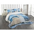 thumbnail image 3 of Ambesonne Scenery Quilted Bedspread Set 3 Pcs, Patio Ocean Sea Sunny, King Size, Pale Blue and White, 3 of 5