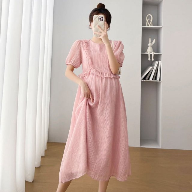 Vestido de maternidad de gasa de moda para mujeres embarazadas, suelto, de talla grande, estilo coreano, vestido de mujer embarazada, vestido de verano para mujeres embarazadas