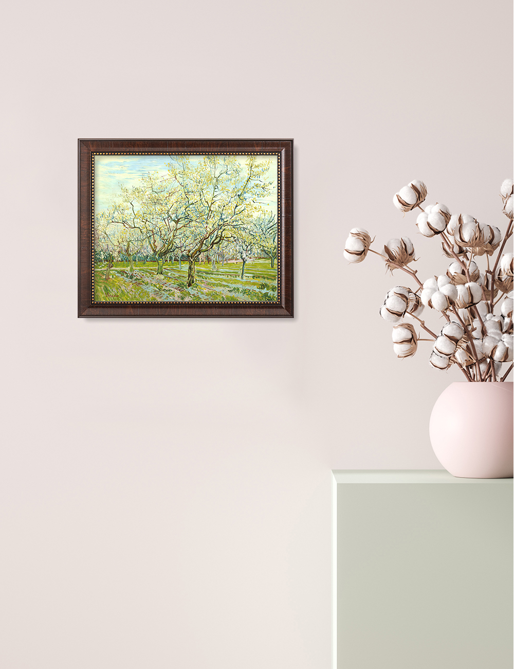 DECORARTS The White Orchard Vincent Van Gogh Giclee Prints w/ Antique  Brown Frame for Wall Decor. Picture Size: 20x16