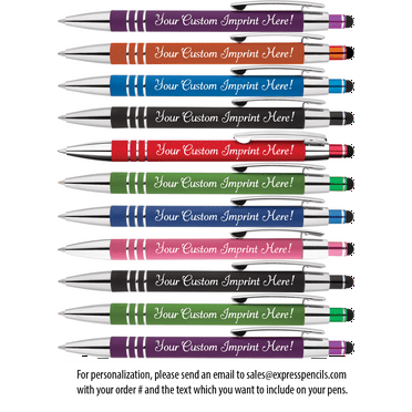 Personalized Pens - Hottie Rubberized Soft Touch Ballpoint Pen with Stylus tip- Includes FREE Personalization (Box of 12) (Assorted)