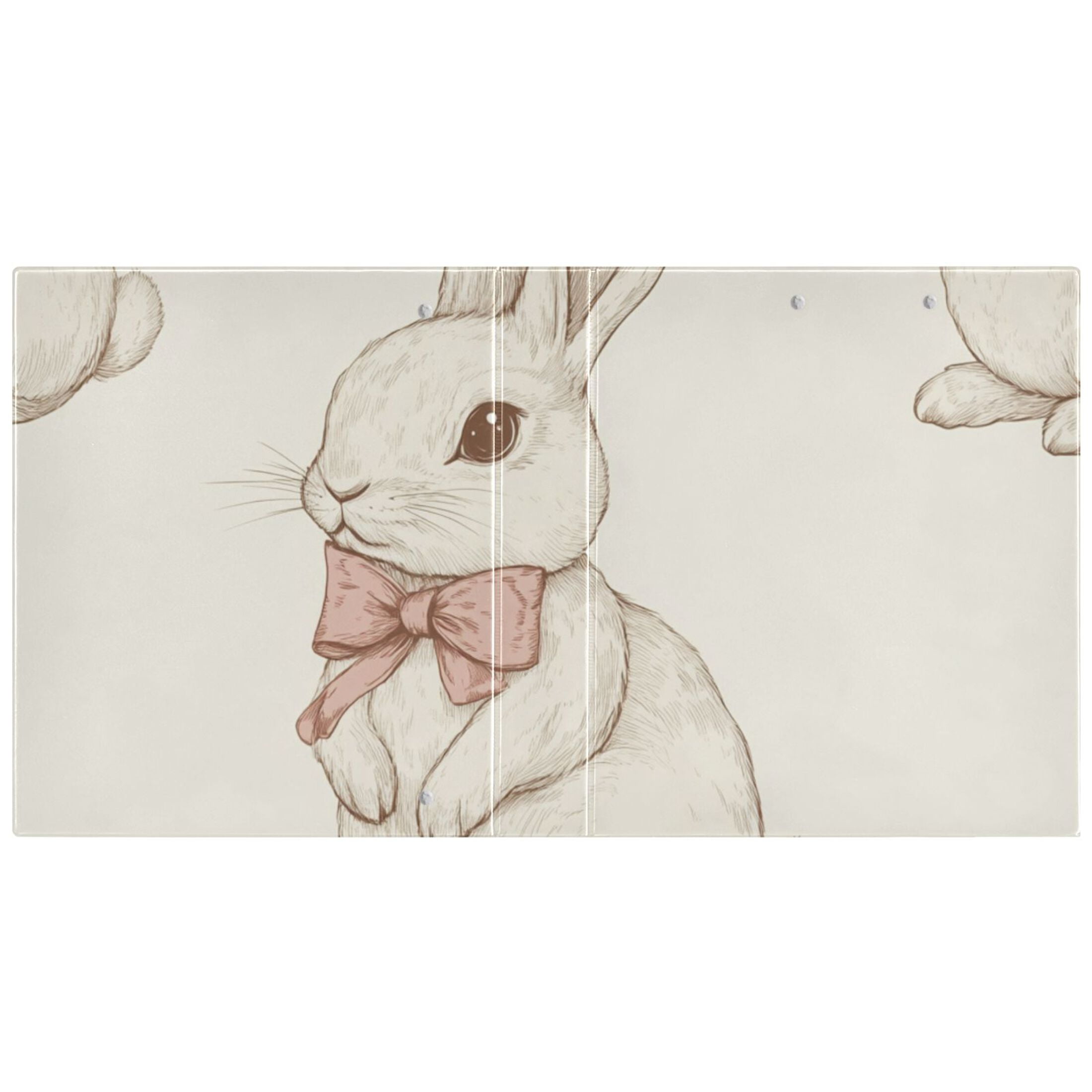 Cute Rabbits with Bows 3 Ring Binders 1.5 inch Hardcover File Folders with Interior Pockets A4 Size Organizer for School Office Hospital Set of 2