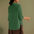 thumbnail image 4 of Mittory Cotton Linen Tops for Women 3/4 Sleeve Lapel V Neck Summer Loose Fit Boho Tunic Tops Casual Blouse, 4 of 6