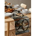 thumbnail image 6 of Vintage Farmhouse Table Runner Cotton Linen 48 Inch Holiday Dresser Scarves, Country Western Texas Star Wood Grain Tablerunner for Kitchen Coffee Dining Bedroom Dinner Scarf Décor 13''x48'', 6 of 9