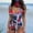 Blue, variant on Babysbule Womens Swimsuits Women Fashion One-Piece Bikini Printing Swimwear Swimsuit Beachwear Set