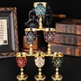 thumbnail image 4 of Wine Glass Cups Metal Shot Glass Exquisitedly Crystal Accented Medieval Goblets For And Celebration, 4 of 9