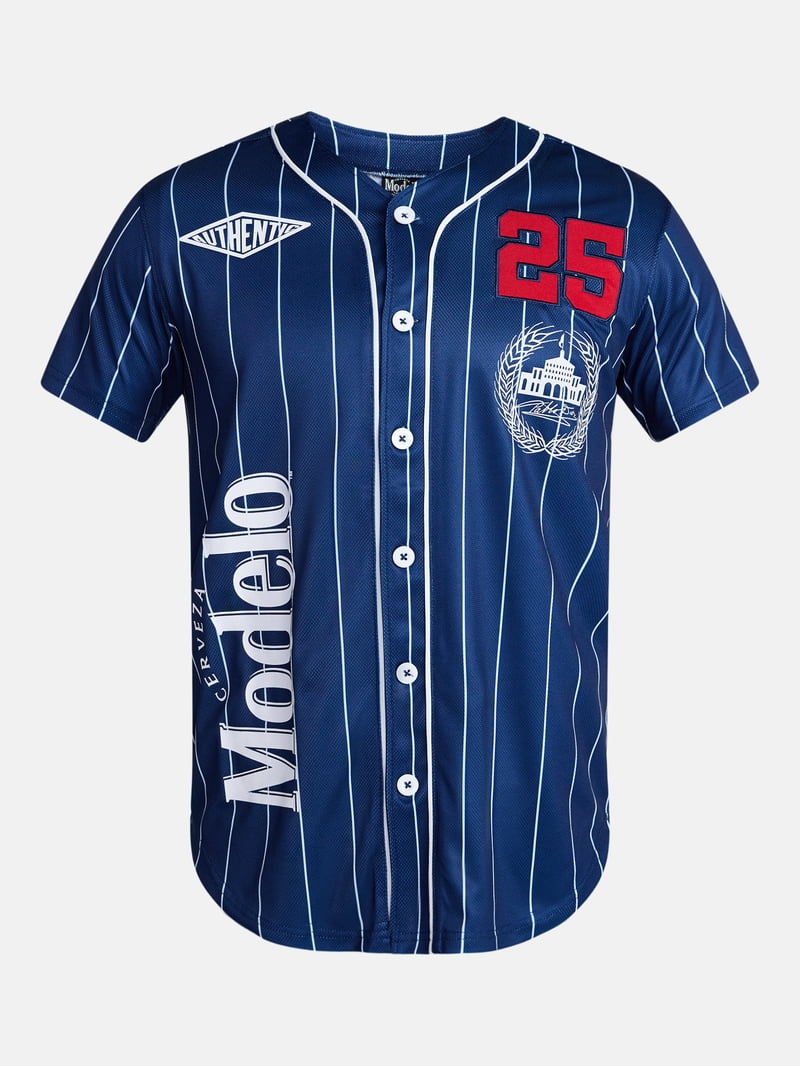 Modelo Men's and Big Men's Front Back Graphic Button Up Baseball