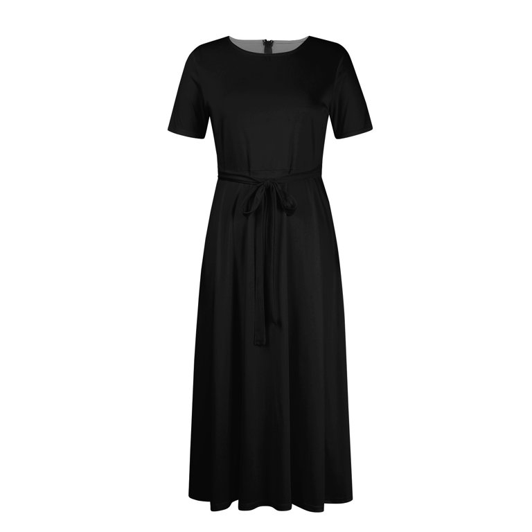 chinese dress ladies Women's Summer T Shirt Dress V Neck Lace Shoulder Loose Beach Mini Dre –  PinkQueenShop main image 1