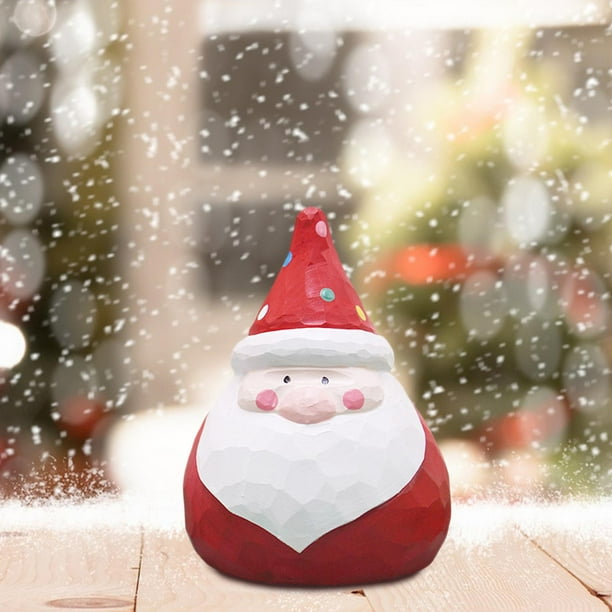 Muñeco de Papá Noel de madera, escultura de Navidad, decoración de Navidad, sentado, tallado en madera, obra de arte coleccionable, decoración de perfecl Muñeco de Papá Noel