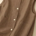 thumbnail image 6 of MESSUEN Boho Basic Womens Tops Casual Basic Tees Loose Fit Linen Shirts for Women Comfort Sleeveless Casual Sleeveless Blouses for Women Casual Khaki 2XL, 6 of 8