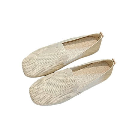 

Bellella Womens Flat Shoes Slip On Casual Shoe Square Toe Flats Anti-Slip Pumps Walking White 8.5