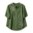 thumbnail image 4 of Shirts Tops for Women Solid Color V Neck Embroidered Casual Tank Top, 4 of 5