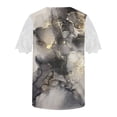 thumbnail image 5 of LYXSSBYX Womens T Shirts Graphic Tees Trendy Women's Fall and Summer Sexy Short Sleeved Neck Printed Color Lace Patchwork Fold T-Shirt Top Blouse, 5 of 5