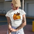 thumbnail image 2 of Grateful, Thankful, Blessed with Cross & Pumpkins, Thanksgiving Day Art Merch Gift, Baby Blue T-Shirt, Large, 2 of 5