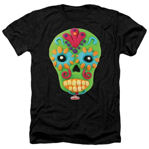 Play Doh Sugar Skull Adult Heather T-Shirt Black
