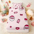 thumbnail image 4 of Manfei Santa Twin Sheets Holiday Bedding, Peach Pink 3 Pieces (1 Flat Sheet, 1 Fitted Sheet and 1 Pillowcase), 4 of 6