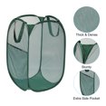 thumbnail image 3 of Unique Bargains Mesh Laundry Hamper, Collapsible Laundry Baskets Bag, Dark Green, 3 of 7