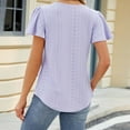 thumbnail image 4 of Womens Clothing Homenesgenics Womens Tops Plus Size Women's Summer Casual Blouse Short Sleeve Neck 3/4 Sleeve Curved Hem Loose Tunic Tops T-Shirt Blouse Purple XL, 4 of 5