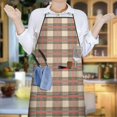 thumbnail image 5 of Beige Checkered Plaid Apron with Pocket Chef Aprons Waterproof Bib Apron for Couple Bride Mrs Mr Cooking Aprons for Kitchen Cool BBQ Grilling, 5 of 7