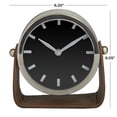 thumbnail image 3 of DecMode Stainless Steel Modern Round Decorative Desk Clock 6"W x 6"H, with Metallic Silver and Leathery Brown Stand, 3 of 8